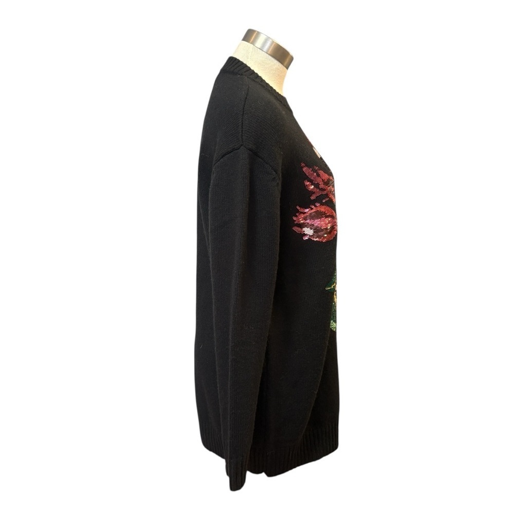 Desigual X Christian Lacroix Oversized Sequin Pullover Sweater Floral Black Sz M - Picture 4 of 9